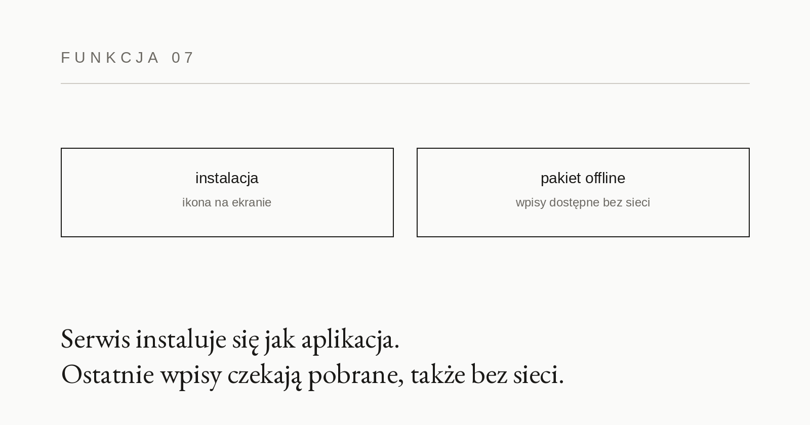 Karta funkcjonalności 07: Aplikacja i tryb offline