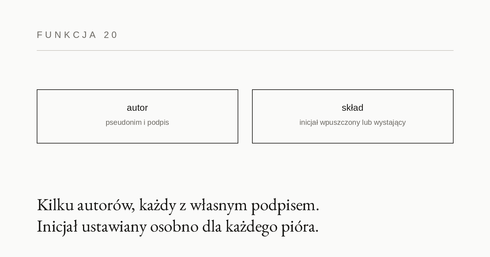 Karta funkcjonalności 20: Autorzy i skład tekstu