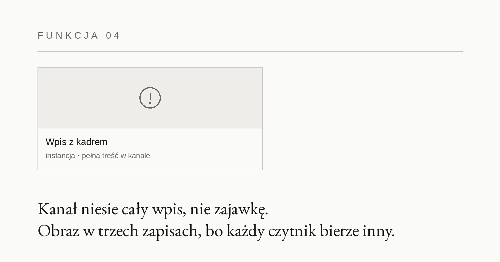 Karta funkcjonalności 04: Kanał z pełną treścią