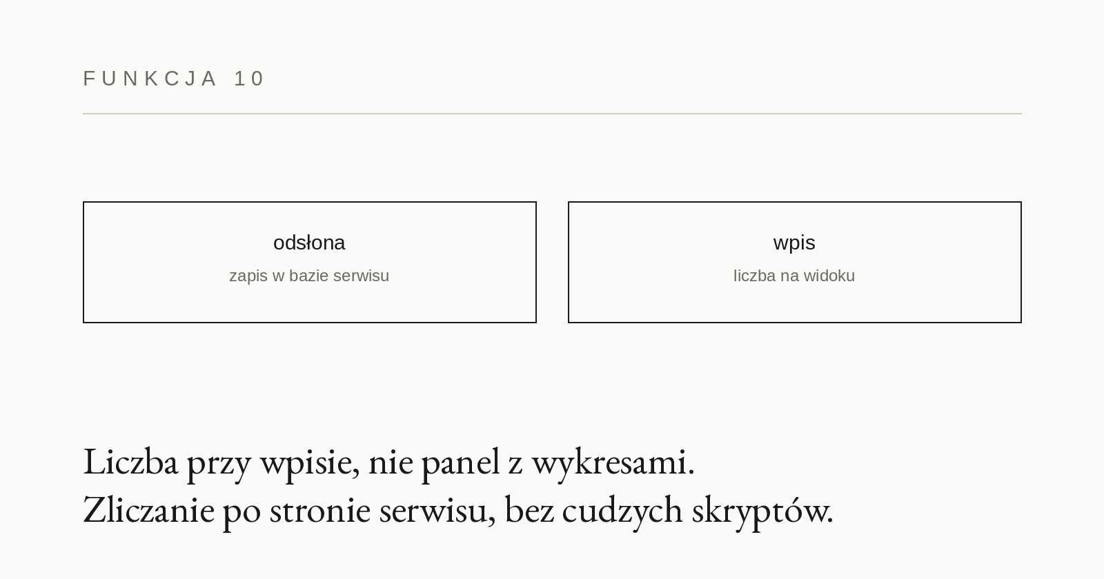 Karta funkcjonalności 10: Licznik odsłon