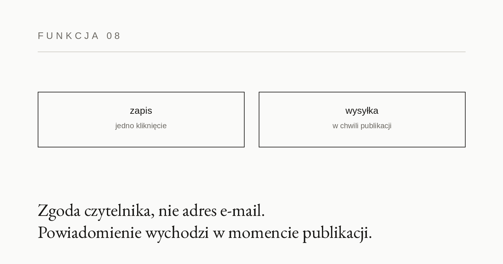 Karta funkcjonalności 08: Powiadomienia o nowym wpisie