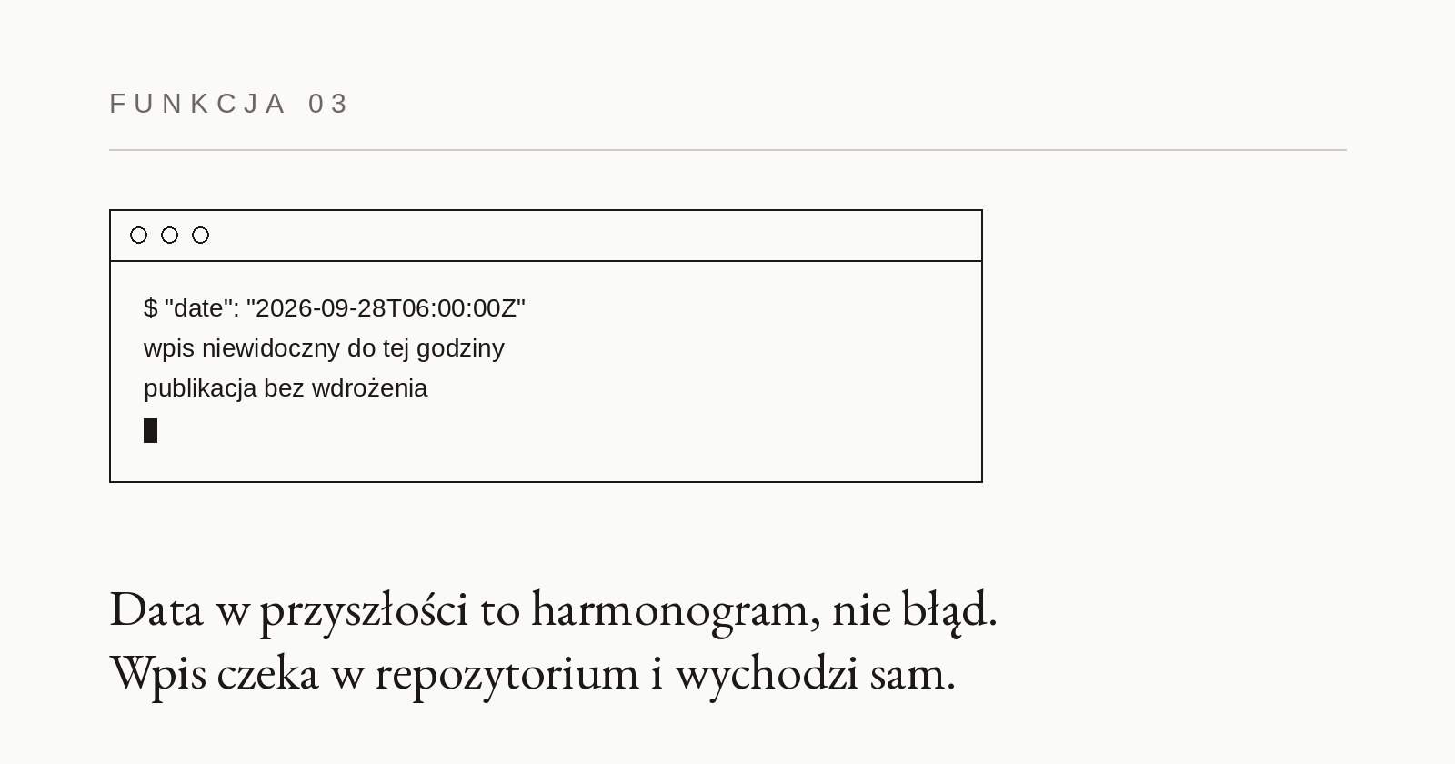 Karta funkcjonalności 03: Publikacja zaplanowana